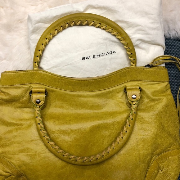 Vintage Balenciaga 2004 Chèvre Purse Bag w PH in Nicole Richie Yellow - Picture 5 of 9